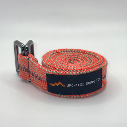 Strap with a brand label on a white background